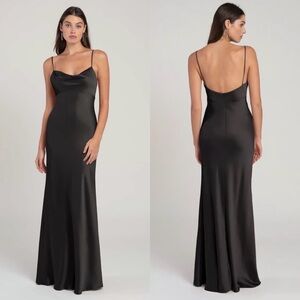 YENNY YOO The Addison satin cowl neck satin slip in black size 4